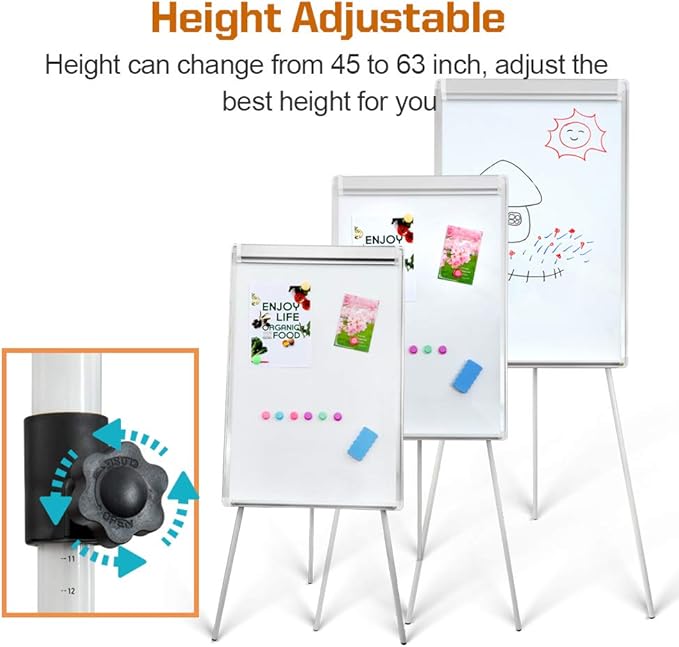2-Pack Magnetic Dry Erase Easel Set – 36" x 24" Adjustable Height Whiteboard with Tripod Stand, Flipchart Paper, Magnets & Eraser, Great for Office, Classroom & Presentations -White Frame-DeskLoop Office
