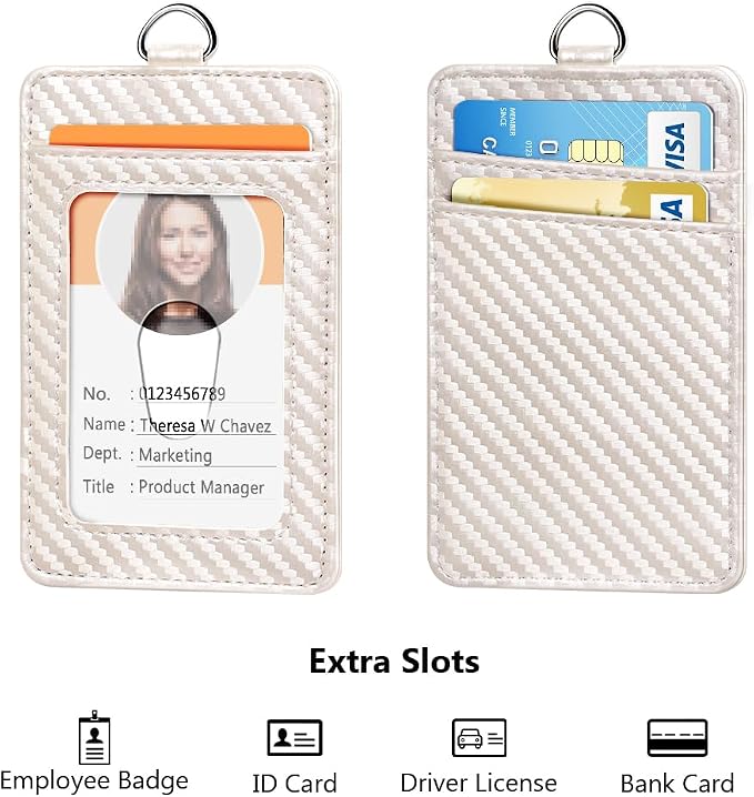 Leather Badge Holder and Adjustable Retractable Lanyards, Quick Release Buckle - Image 3