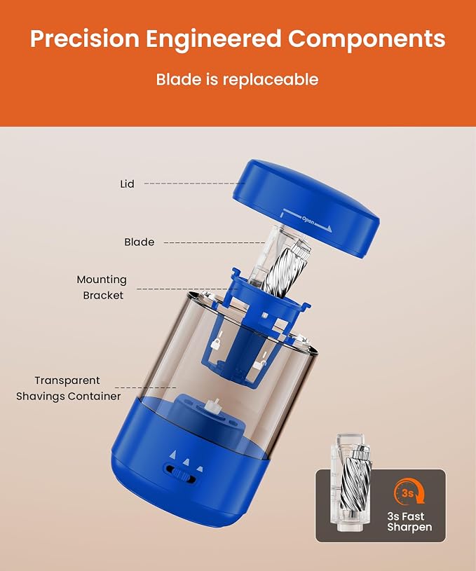 Electric Pencil Sharpener for Classroom, Fully Automatic Pencil Sharpener for - Image 6