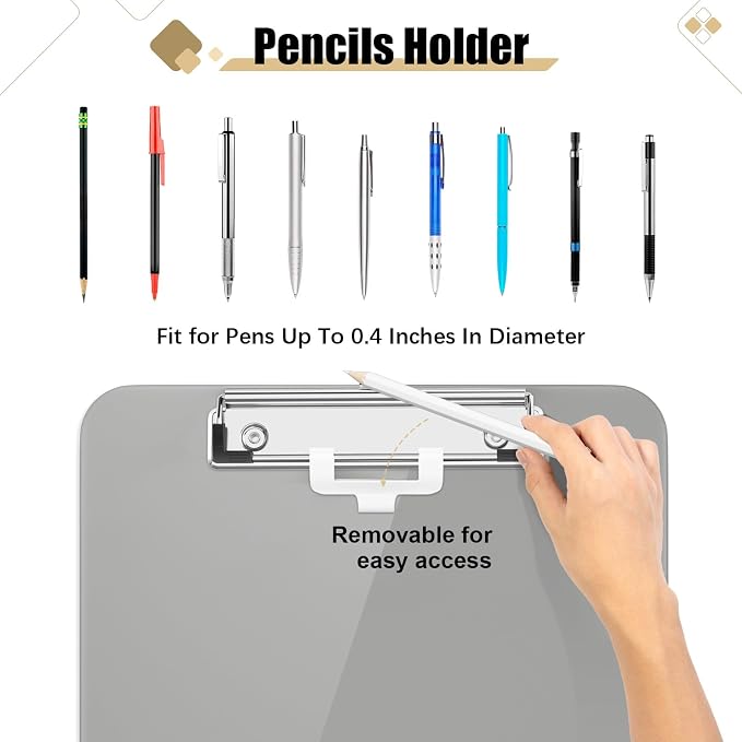 Hongri Plastic Clipboard with Pen Holder, Nurses and Women, Low Profile Clip - Image 2
