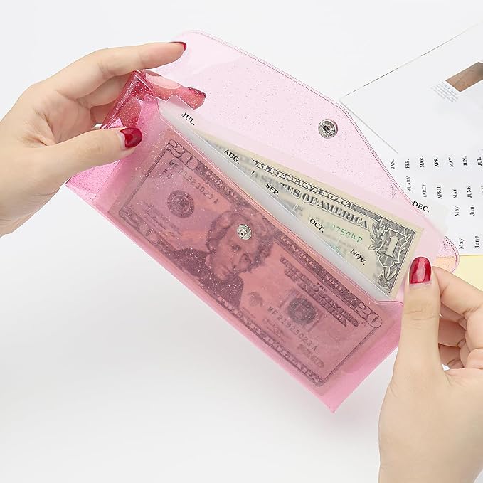 Cash Envelope Wallet Budgeting System PVC Multi-Purpose Pink Cash Stuffing - Image 4