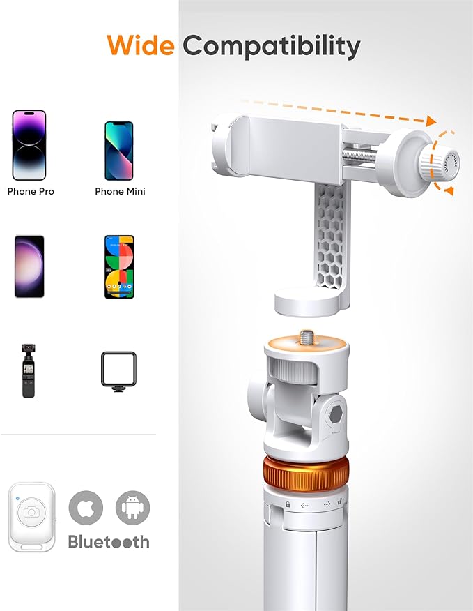 EUCOS 62" Tripod for iPhone, Sturdy Selfie Stick Tripod - Image 5