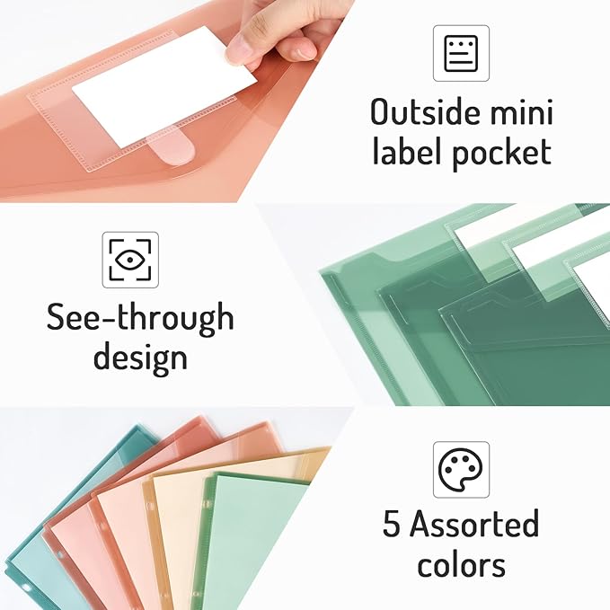Forvencer Binder Pocket, 10 Pack Super Heavyweight Plastic Folders - Image 6