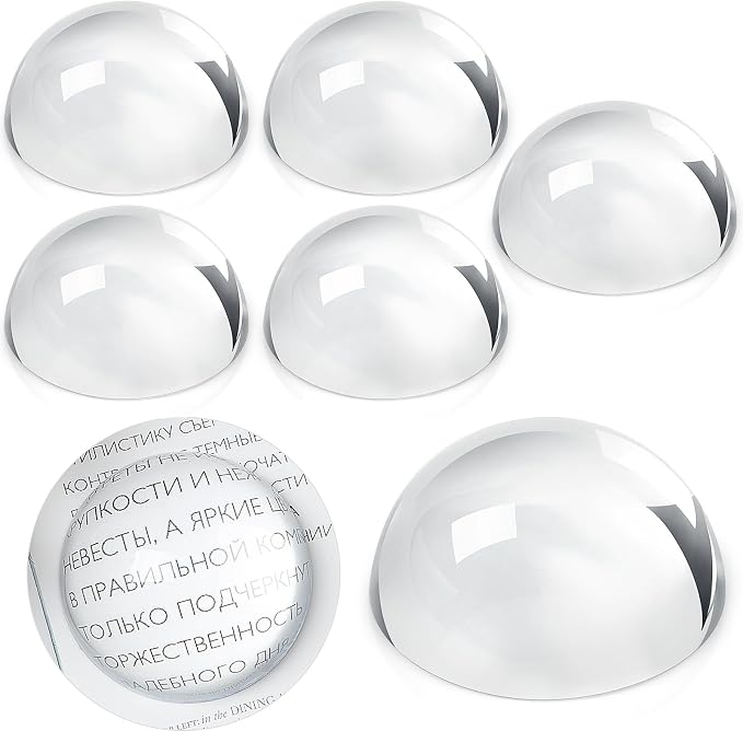 Briwooody 6 Pcs Crystal Dome Magnifier Paperweights Glass Paperweight Reading by Briwooody