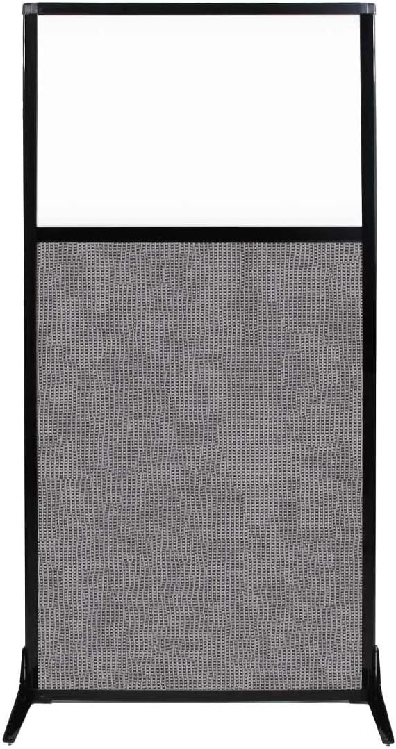 Versare Workstation Partition | Portable Wall Divider | Modern Office Cubicle | Free Standing Privacy Screen | Flexible Work Space | 33" x 70" W/Window, Slate Fabric Panels-DeskLoop Office