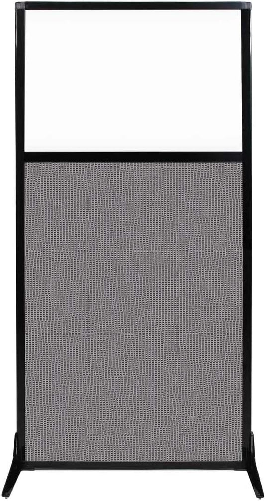 Versare Workstation Partition | Portable Wall Divider | Modern Office Cubicle | Free Standing Privacy Screen | Flexible Work Space | 33" x 70" W/Window, Slate Fabric Panels-DeskLoop Office