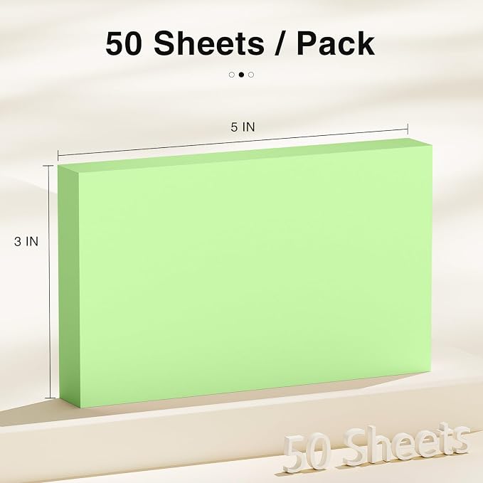 300 Count Blank Index Cards 3x5 Inch Green Flash Cards Colored Cardstock - Image 2