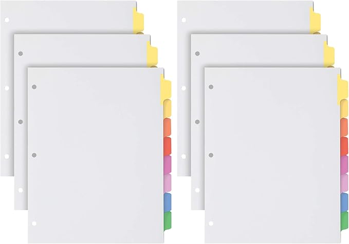 Oxford Binder Dividers for 3 Ring Binders, 6 Pack, 8-Tab Dividers, Write & by Oxford