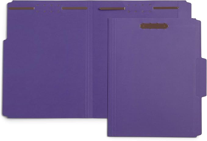 50 Purple File Folders with Fasteners, 1/3 Cut Reinforced Tab, Durable 2 Prong - Image 3