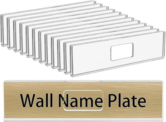 NIUBEE 12 Pack Acrylic Wall Name Plate Holder 2x8 Inch, Door Name Plates Set by NIUBEE
