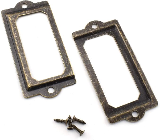 Antique Metal Name Card Frame, OZXNO 10-Pack Vintage Bronze Label Holder Tag - Image 4