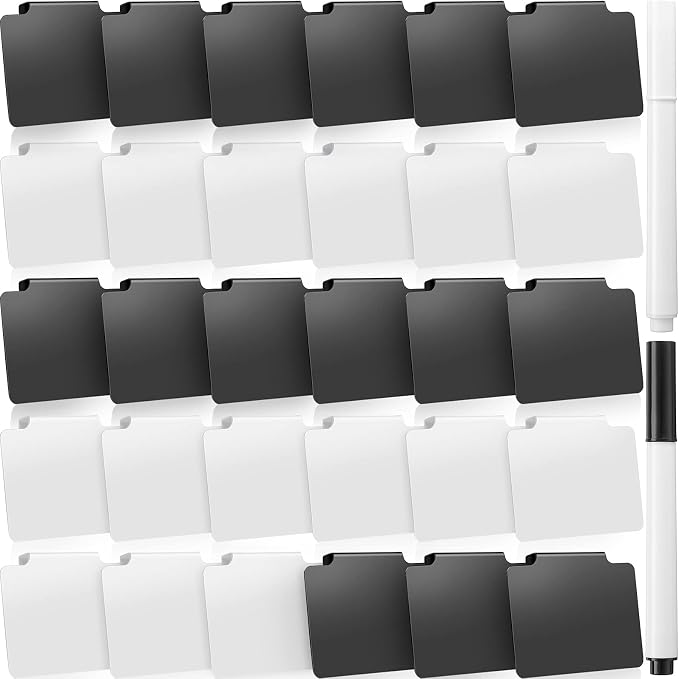 32 Pieces Basket Labels Clip Set, Include 30 Kitchen Clip Label Holder by Chinco