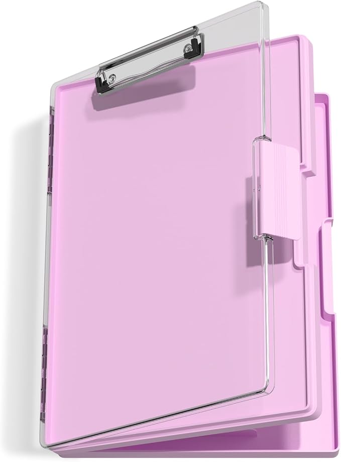 Hongri Clipboard with Storage, PalePink 8.5 x 11 Folder Nursing Side Opening by Hongri