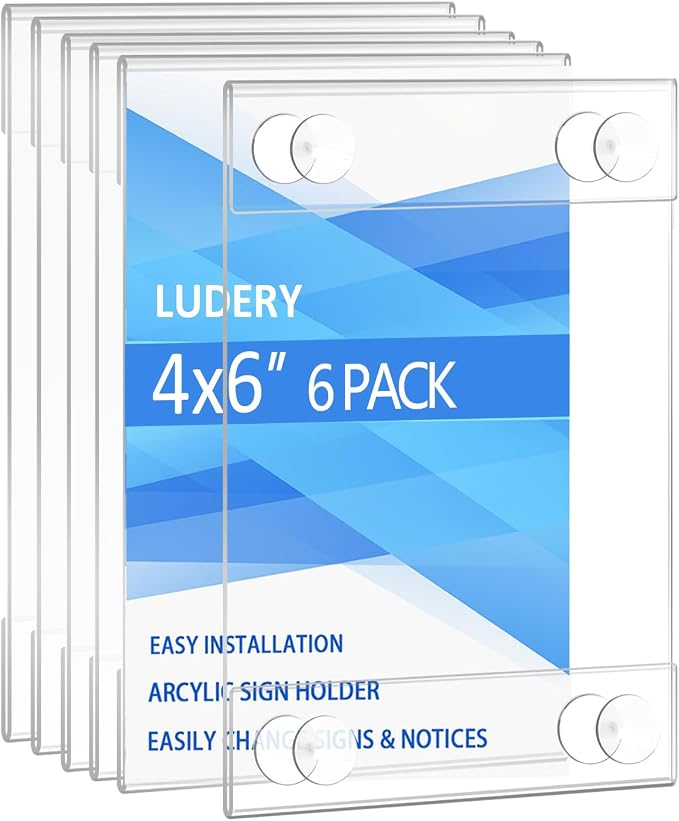 Acrylic Window Sign Holder 4x6 by Ludery