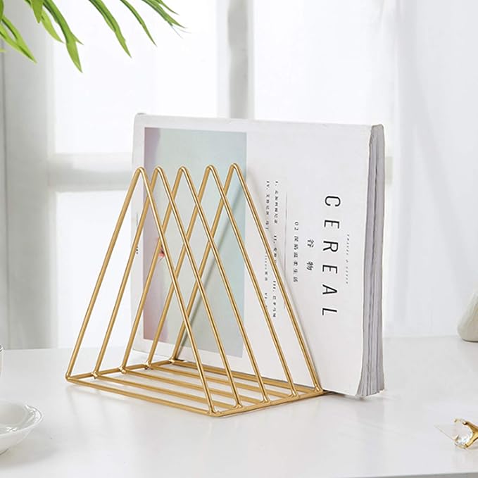 QPEY Triangle File Holder, 5 Slot Metal Vinyl Record Stand Holder Magazine - Image 2