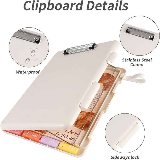 Letter Size Clipboard with Storage, Plastic Clipboard with Side Opening - Image 2