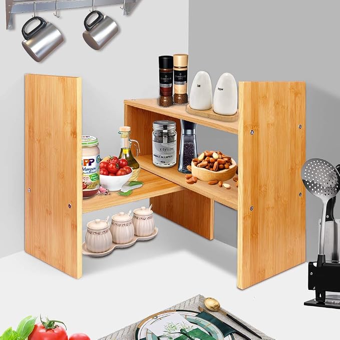 Sorfity Adjustable Desktop Bookshelf, Desk Organizer Display Shelf Counter Top - Image 7