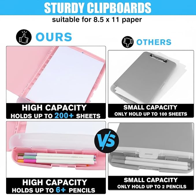 Plastic Clipboard with Storage, Clip Boards 8.5x11 Heavy Duty, Large Capacity - Image 4