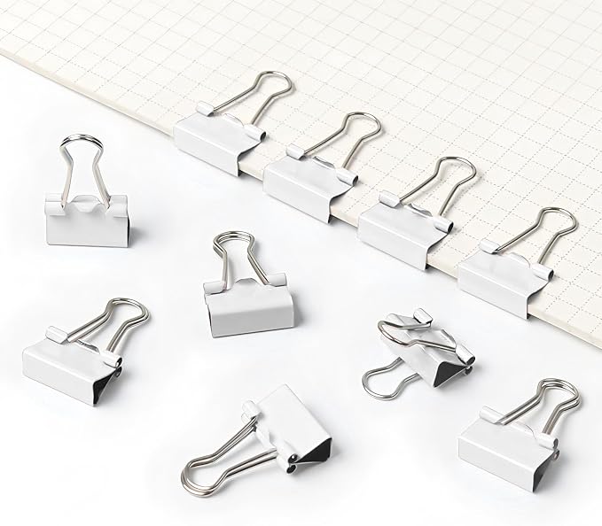 50 Pack Small White Binder Clips 3/4 Inch, Colored Little Paper Clamps - Image 4