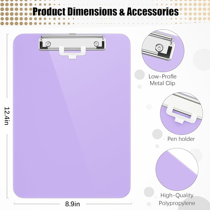 Hongri Plastic Clipboard with Pen Holder, Nurses and Women, Low Profile Clip - Image 3