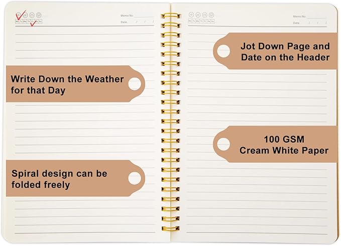 Ruled Spiral Notebook - 6 Pack Lined Notebooks for Work School - A5 Journals Bulk, Soft Cover Travel Journal Spiral for Writing Drawing, 8.2" X 5.8", 60 Sheets/120 Pages-DeskLoop Office