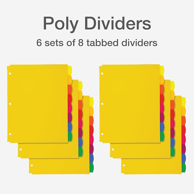 Oxford Plastic Binder Dividers for 3 Ring Binder, Durable Plastic-Binder Divider - Image 3