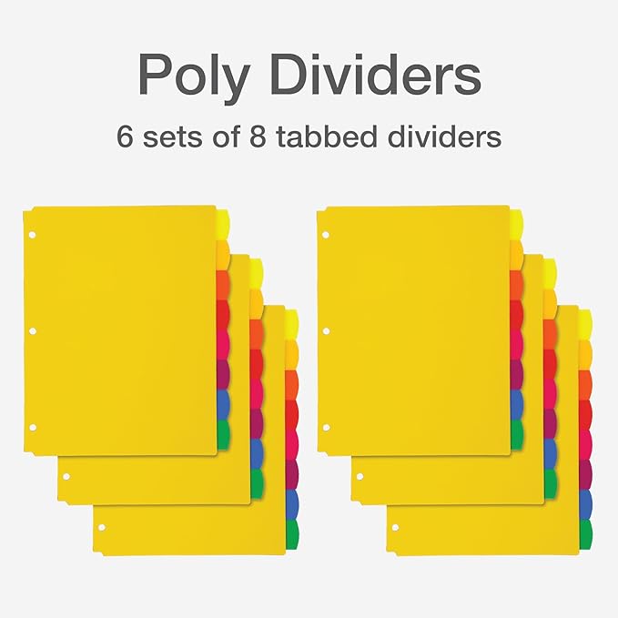 Oxford Plastic Binder Dividers for 3 Ring Binder, Durable Plastic Binder Divider - Image 3