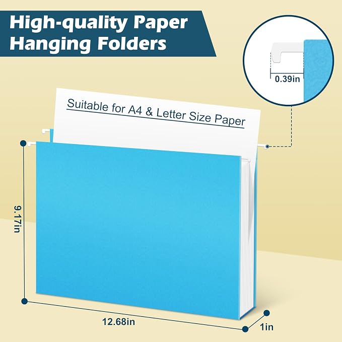 V-Opitos 48 Pack 1 Inch Expansion Hanging File Folders, Letter Size Hanging - Image 3