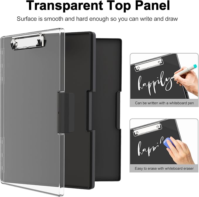 Piasoenc Clipboard with Storage, 8.5 x 11 ClipBoards with 2 Storage, Folio & - Image 4