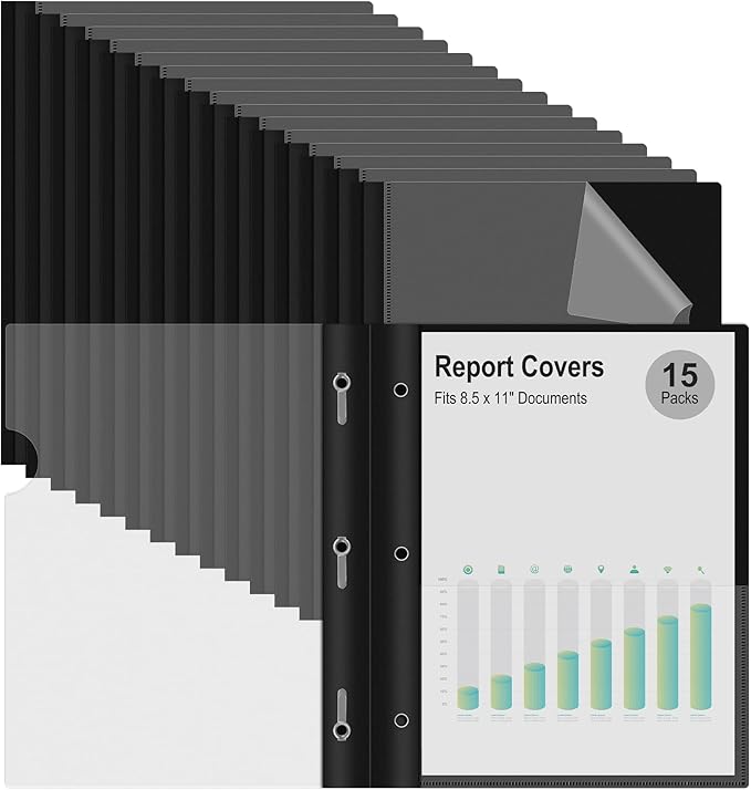Ndsox 15 Packs Clear Front Report Covers by NDSOX