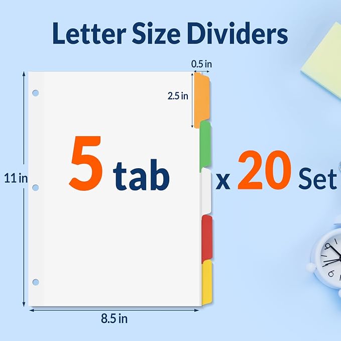 SUNEE Binder Dividers with Colorful Write On & Erase Tabs - Image 3