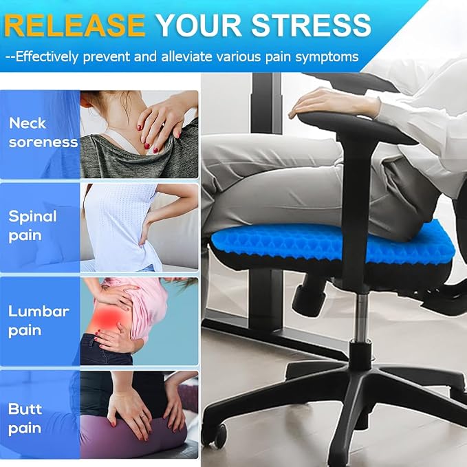Gel Seat Cushion for Long Sitting Hip Pain, 20x20inch Jumbo Thick Soft & - Image 5