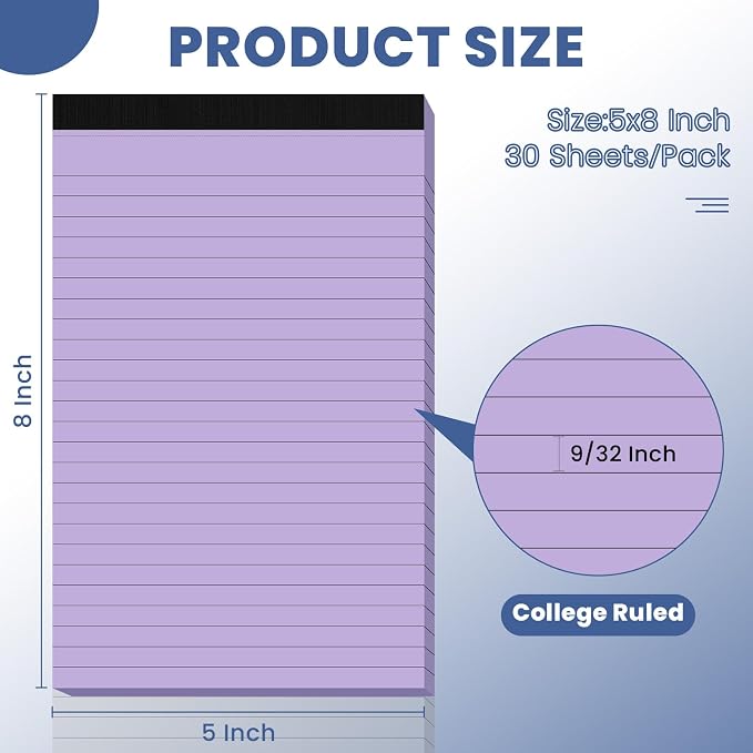 6pcs Small Note Pads, Writing Pads 5 x 8, Legal Pads, Pad Paper Perforate - Image 2
