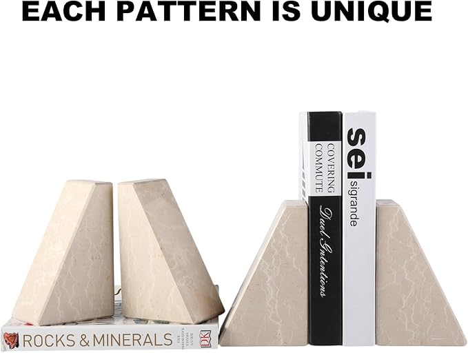 Marble Bookends for Heavy Books, Decorative Book Ends for Shelves, Durable and - Image 7