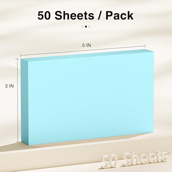 300 Count Blank Index Cards 3x5 Inch Blue Flash Cards Colored Cardstock - Image 2