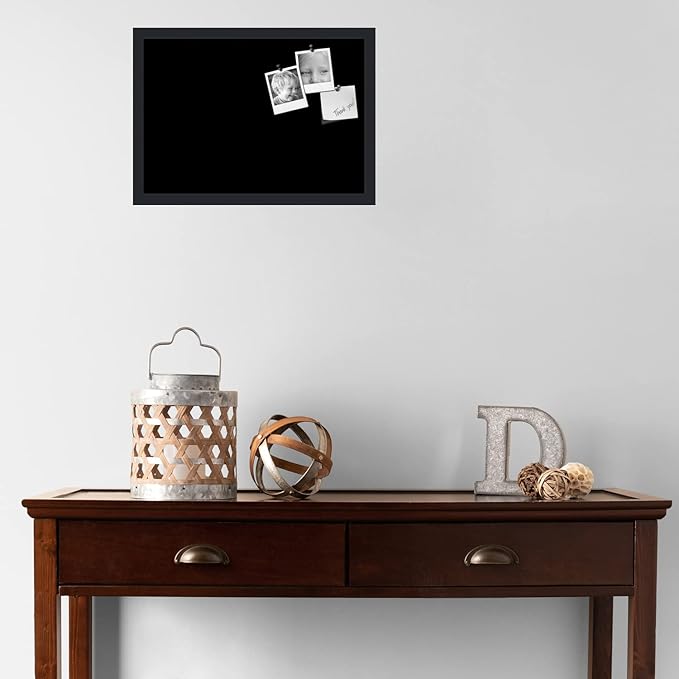 PinPix 20x14 Inch Cork Bulletin Board. This Decorative Framed Pin Board Comes with Solid Black Design and a Satin Black Frame. Ideal for Home Office Decor or Message Board (PinPix-622)-DeskLoop Office