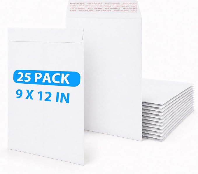 25 Pack 9x12 Catalog Envelopes, Self Seal Mailing Envelopes, Certificates & by Catlovecorn