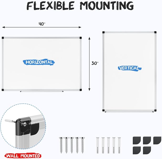 OLIXIS 30" x 40" Magnetic White Board, Dry Erase Board - Image 2