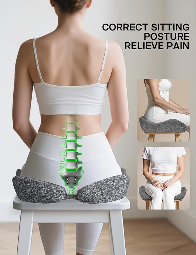 Seat Cushion, SC 150G Seat Cushions for Office Chairs, Car Seat, Wheelchair - Sciatica & Tailbone & Coccyx Pain Relief Pillow for Driver Sedentary People（Size:19.6 * 16.6 * 3.7 in-Grey）-DeskLoop Office