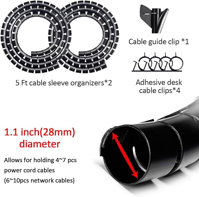 Large PC Cable Management Tube Sleeve Under Desk Wire Organizer - Image 2