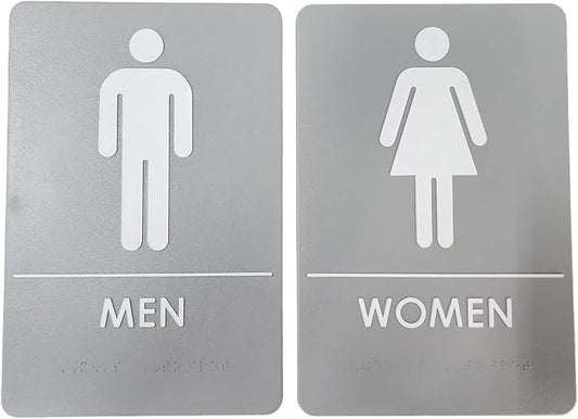 USA Made - Men's and Women's Restroom Signs ADA-Compliant Bathroom Door Signs by RockRidge