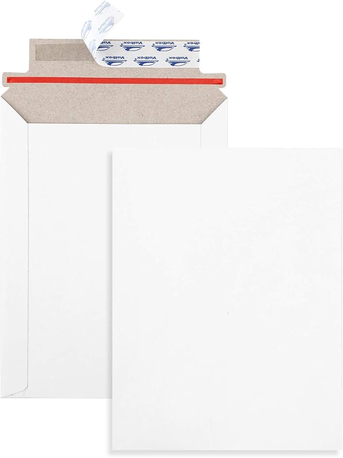 ValBox 6x8 Self Seal Photo Document Mailers 25 Pack Stay Flat White Cardboard by ValBox