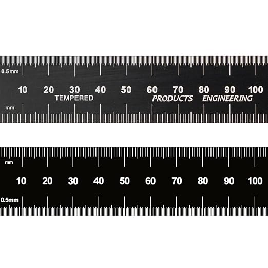 PEC Tools 150mm Black Chrome Stainless Steel Rigid Machinist Rule, Made in USA by PECTools