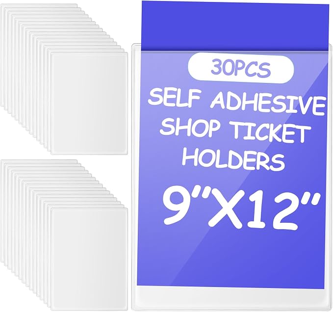 Outus 30 Pcs Self Adhesive Shop Ticket Holders Clear Plastic Sleeves Adhesive by Outus
