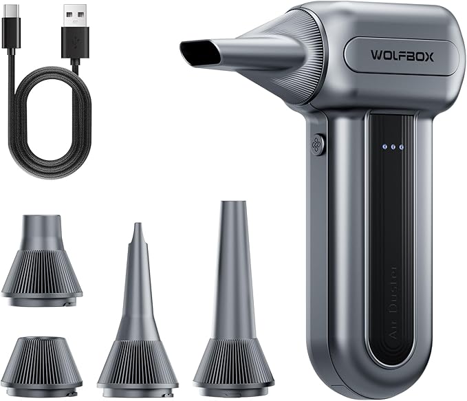 WOLFBOX MF60&MF70 Compressed Air Duster-110000RPM Super Power Electric Air by WOLFBOX