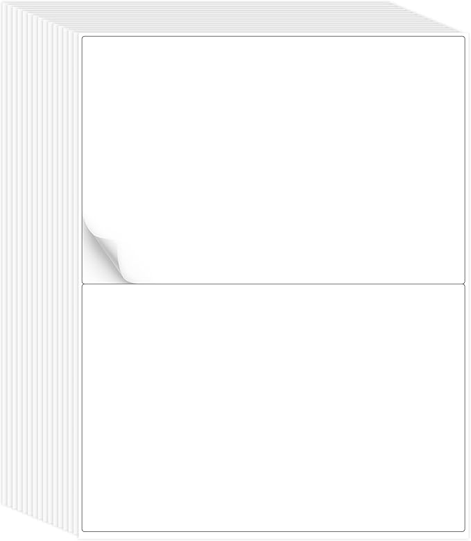 L LIKED 200 Half Sheet Shipping Labels, 2 per Sheet, 200 Labels, 5.5 x 8.5 inch by LLIKED
