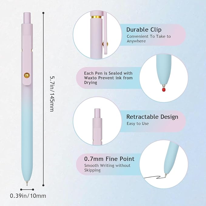 Ddaowanx Gel Pens, 0.7mm Quick Dry Fine Point Smooth Writing Pens, Cute Office - Image 3