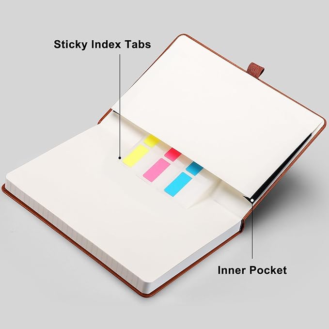 RETTACY Graph Grid Paper Notebook, 192 Pages, A5 Medium Size (5.7'' x 8.3''), 5 Squares per Inch, Leather Hardcover, 100 GSM Thick Paper, for School, Students, Math, Engineering (Brown)-DeskLoop Office