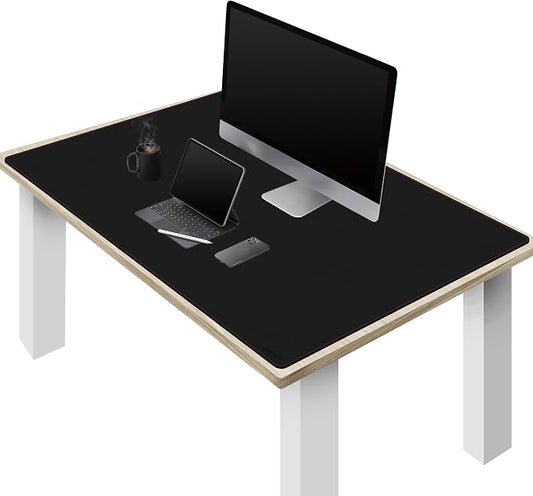 ZORESYN Large PU Leather Desk Mat Black 51.2x27.6 Inches, Waterproof Gaming by ZORESYN