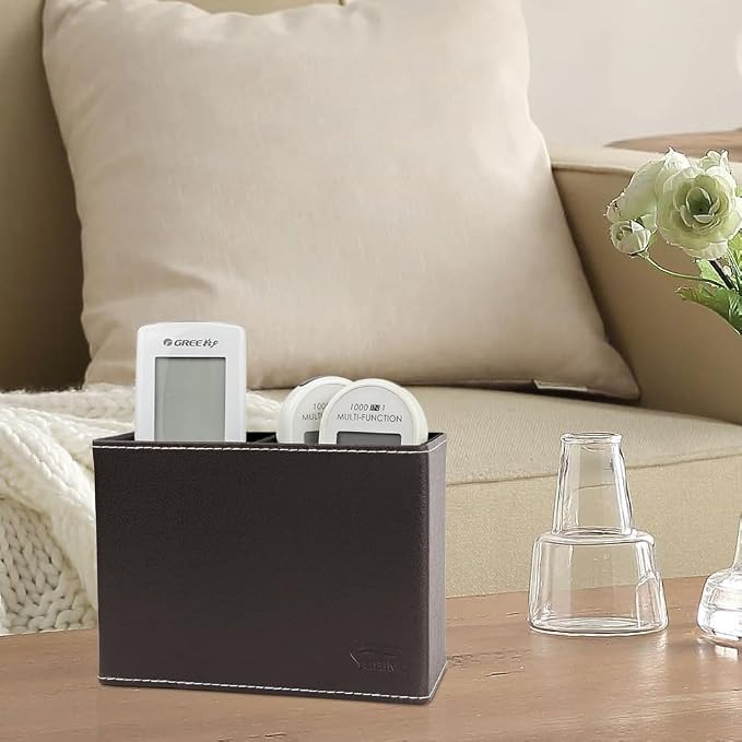 Pen Pencil Holder Cup Container PU Leather Desk Organizer Stand Decor Brush - Image 3